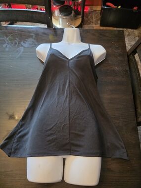 BKE Black V-Neck Spaghetti Strap Mock Wrap Tank Top